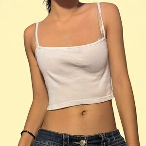 Brandy Melville White Basic Cropped Tank Top